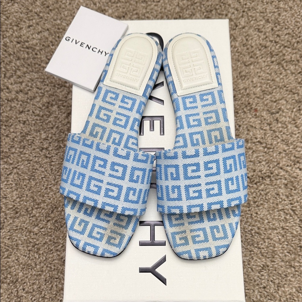 Givenchy Light Blue Geometric Slides